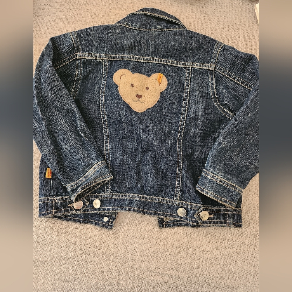 Unisex kids Size 2 oversized stiff jeans teddy jacket